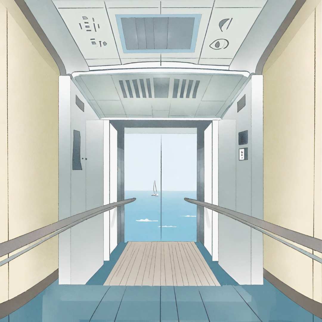 Boceto de ascensores en un crucero